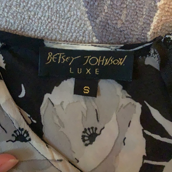 VINTAGE BETSEY JOHNSON SHEER MINI DRESS BLACK & WHITE FLORAL 90s GRUNGE 0 2 4 S - Picture 6 of 10